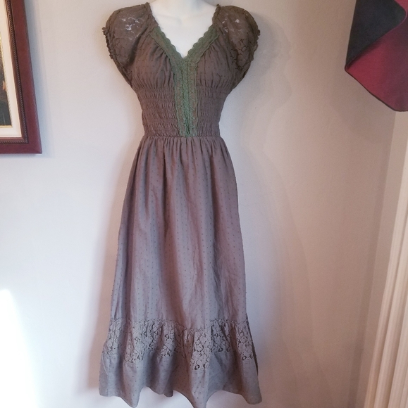 olive green boho dress